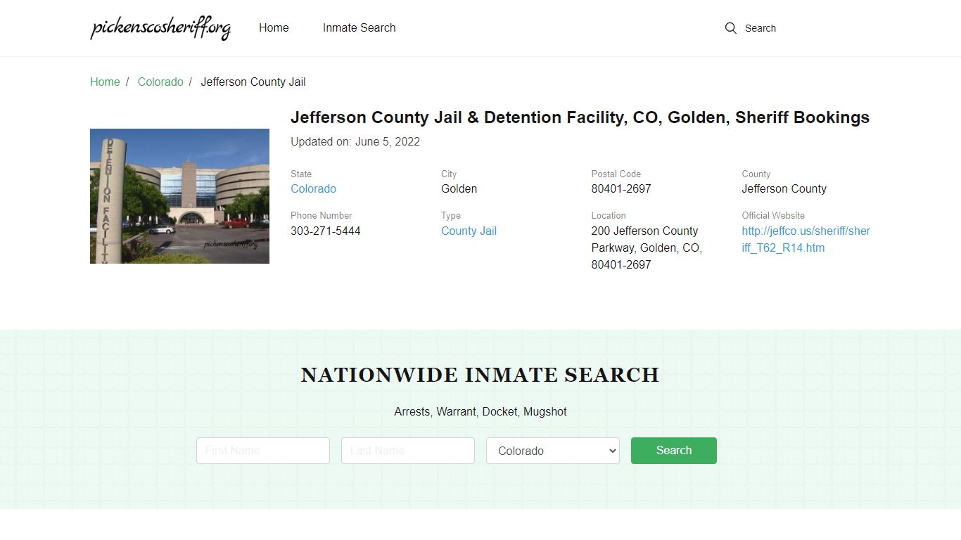 Jefferson County Jail & Detention Facility, CO, Golden ...